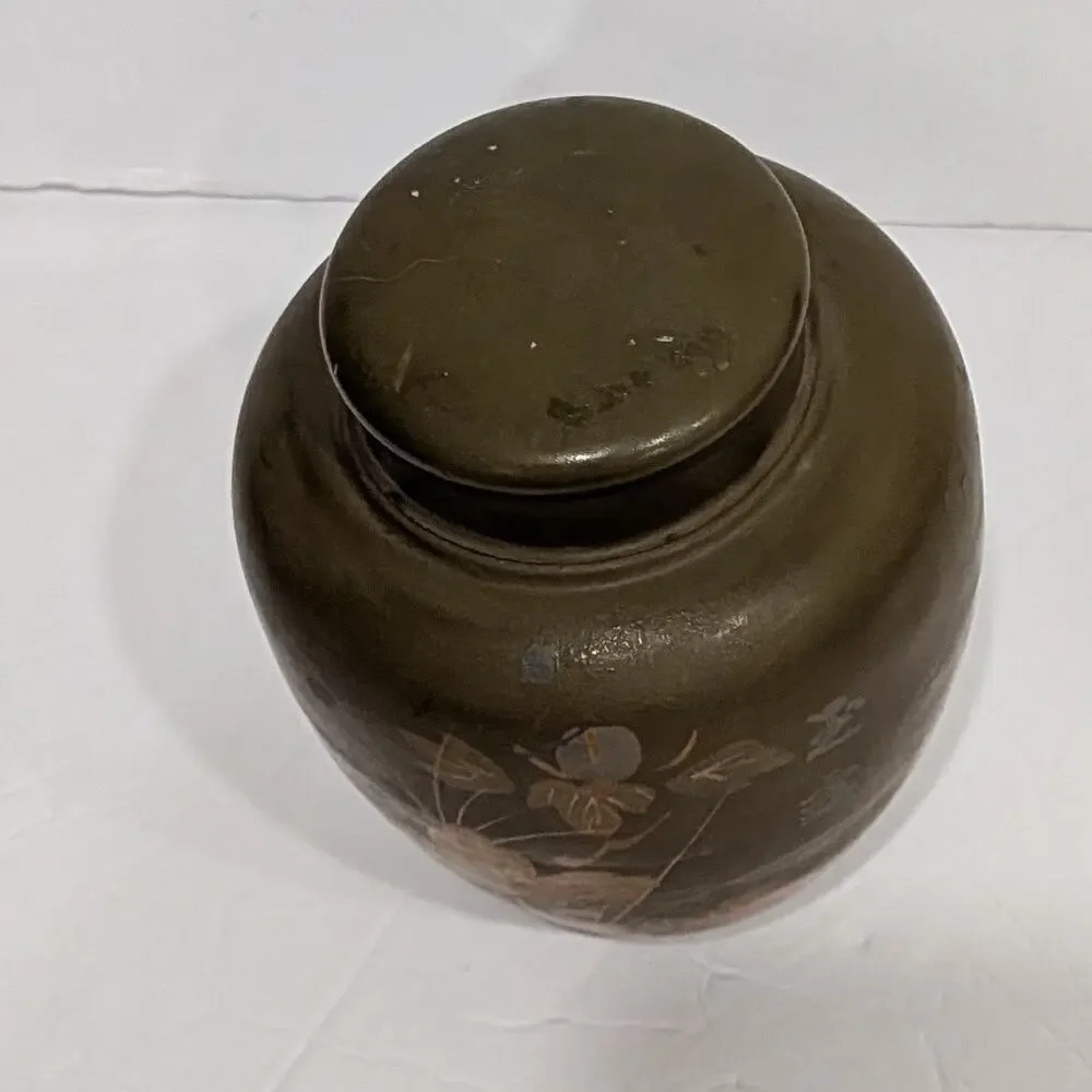 Vintage Japanese Mixed Metal Tea Caddy Jar Arakawa Seisakusho Patinated